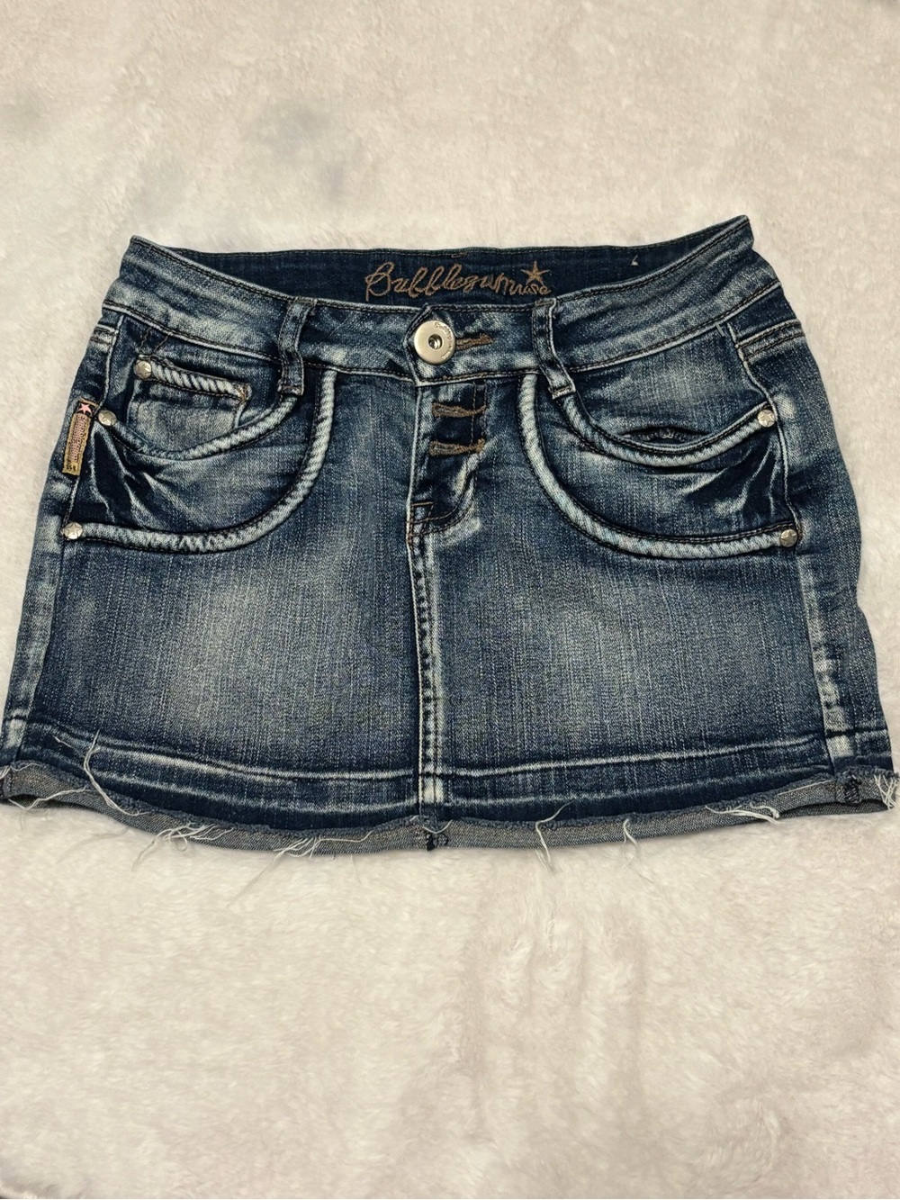 Y2K Bubblegum Denim Mini Skirt Sz:5/6